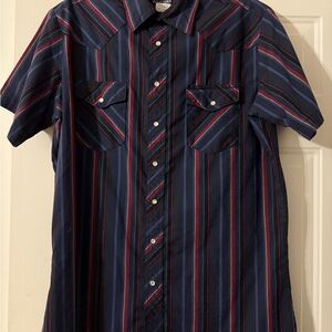 Wrangler Western Vintage Short Sleeve Pearl Snap Shirt EUC Men’s Large Tall